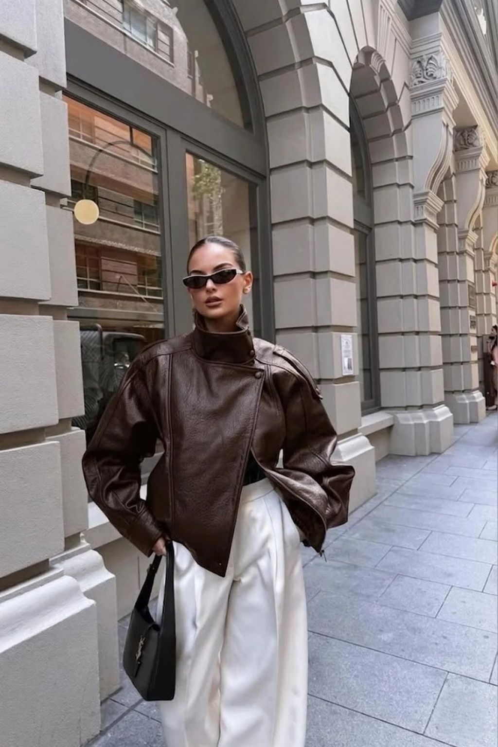 LERMONA Urban Style Kahverengi Deri Ceket