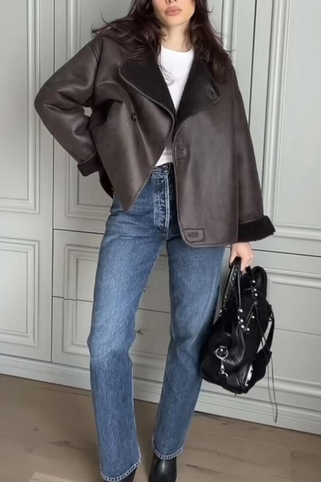 LERMONA Kahverengi Deri Ceket-Mont