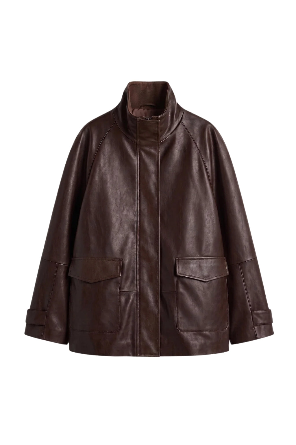 LERMONA VINTAGE Uzun Oversize Siyah Deri Ceket