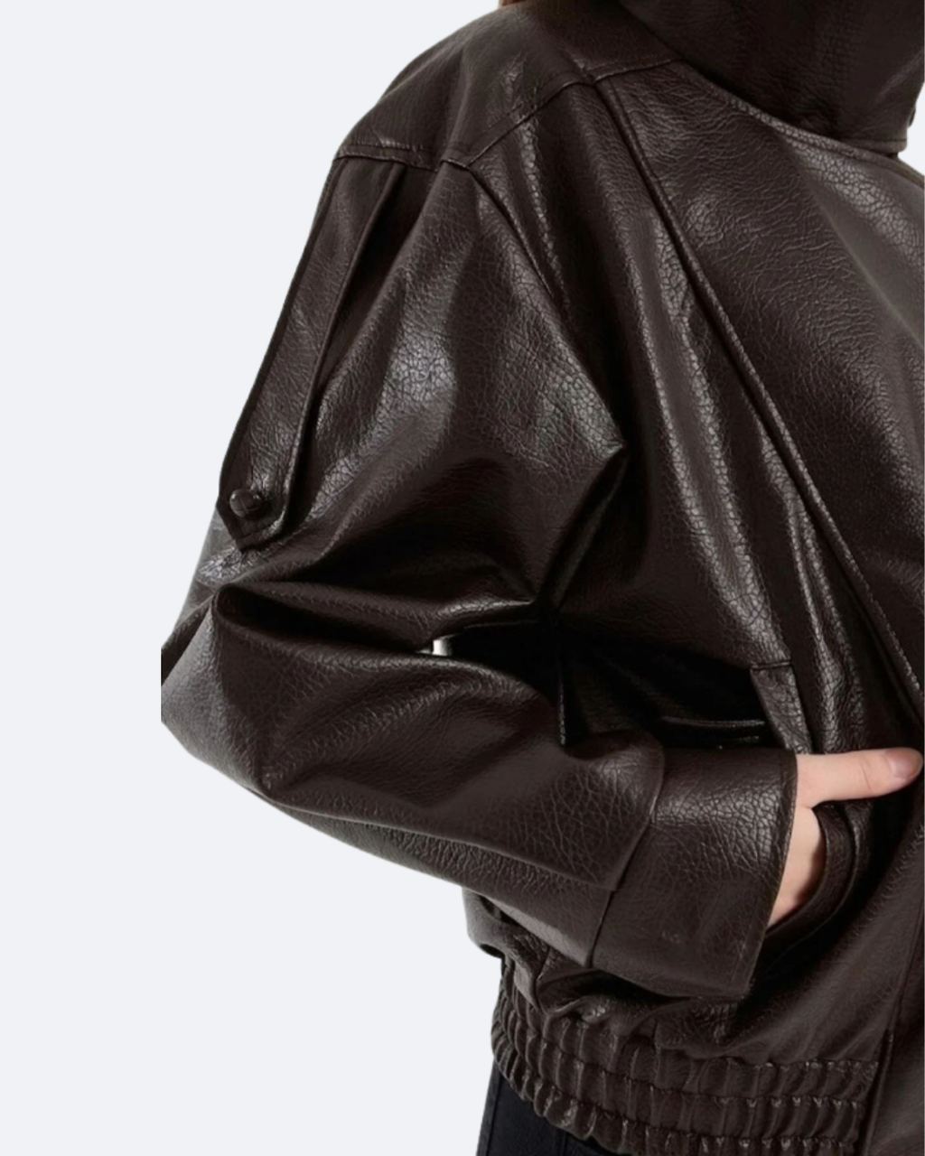 YSL Dik Yaka Spor Acı Kahve Deri Ceket