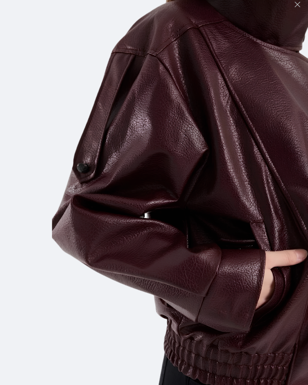 YSL Dik Yaka Spor Bordo Deri Ceket