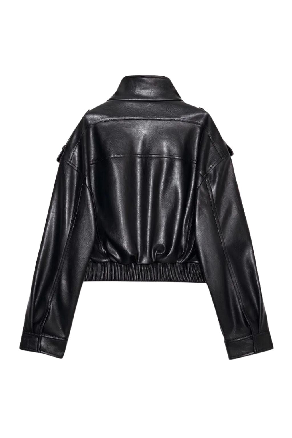 LERMONA Oversize Cepli Siyah Deri Ceket