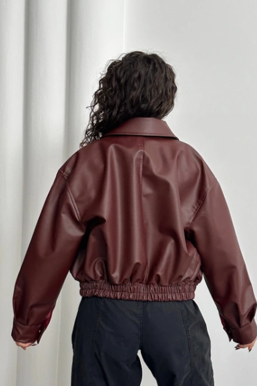 LEMRONA Bordo Bomber Deri Ceket