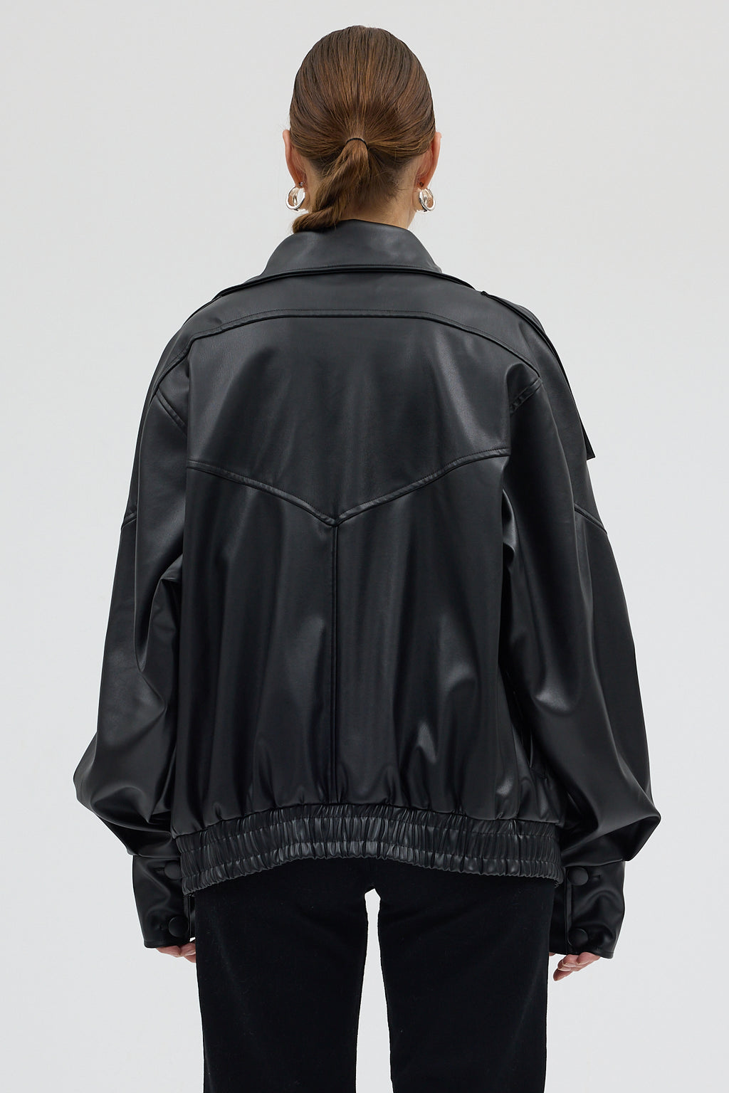 LERMONA Siyah Boğazlı Deri Ceket