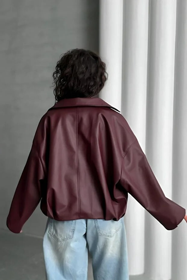 LERMONA The Luvren Belted Biker - Burgundy