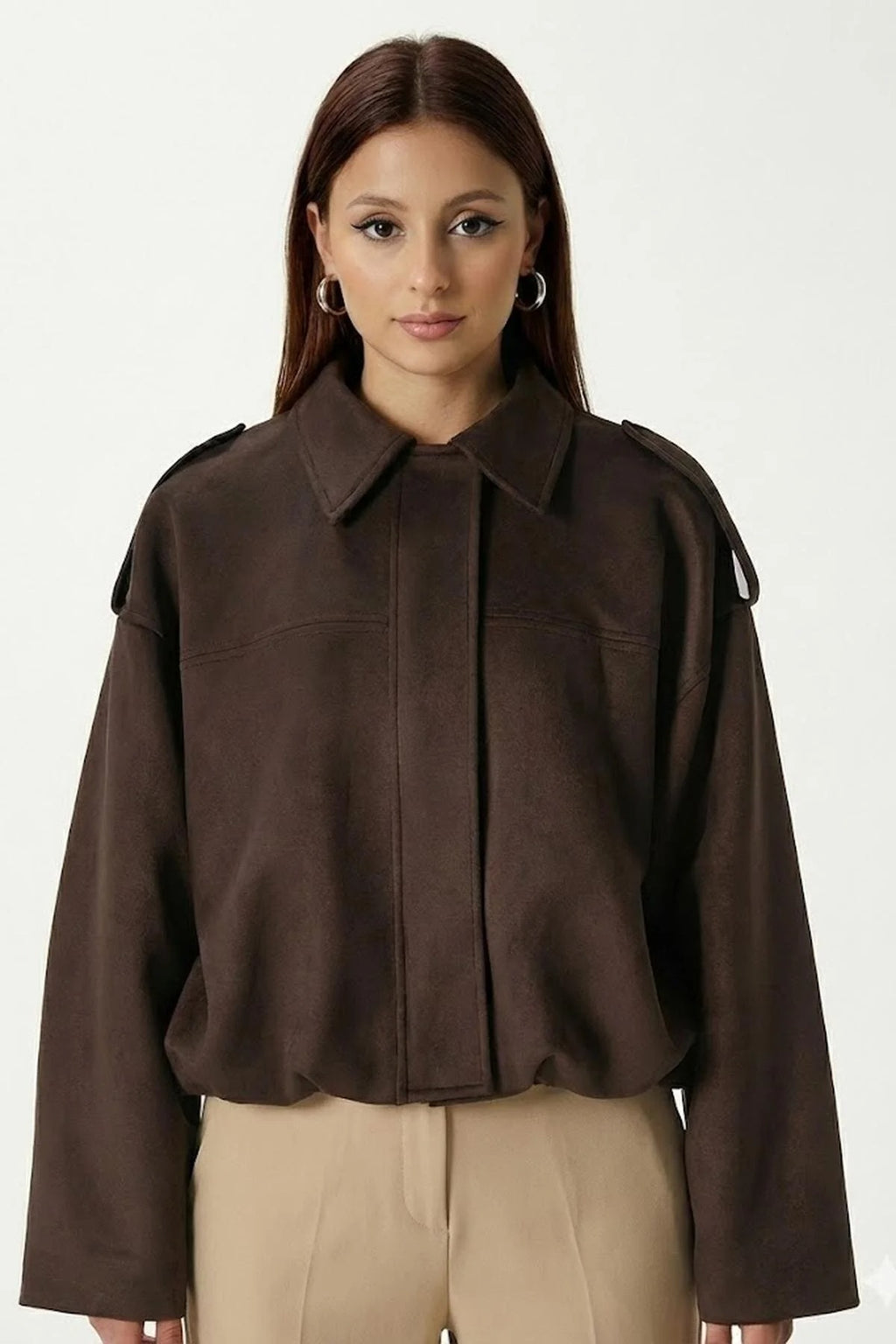 LERMONA The Sara Suede Bomber - Mocha