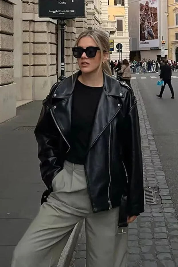 LERMONA Elvera Signature Leather Coat