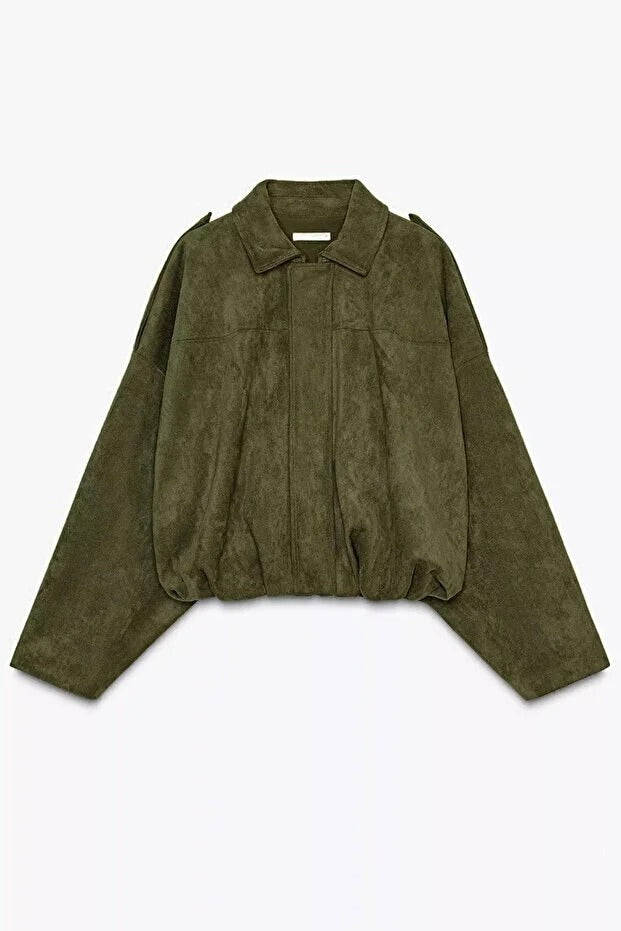 LERMONA The Sara Suede Bomber - Olive