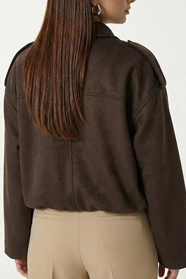LERMONA The Sara Suede Bomber - Mocha